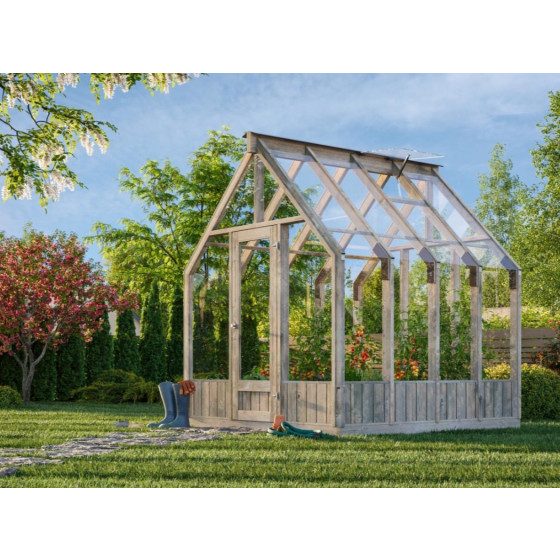 Wooden ark-formed greenhouse 3.0x4.0m