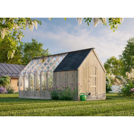 Wooden ark-formed greenhouse 3.0x4.0m