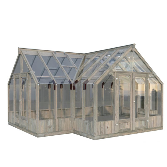 Wooden ark-formed greenhouse 3.0x4.0m