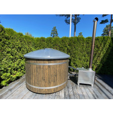 Hot tub with glass-fiber fill inside, spruce deck cladding and external fuse!