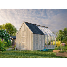 Wooden ark-formed greenhouse 3.0x4.0m